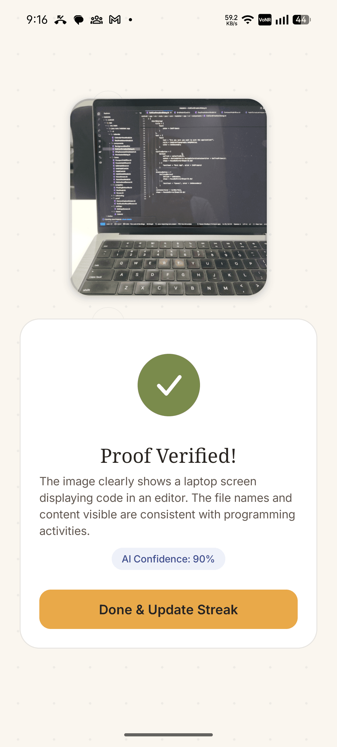 Proof Verified & Streak Updated